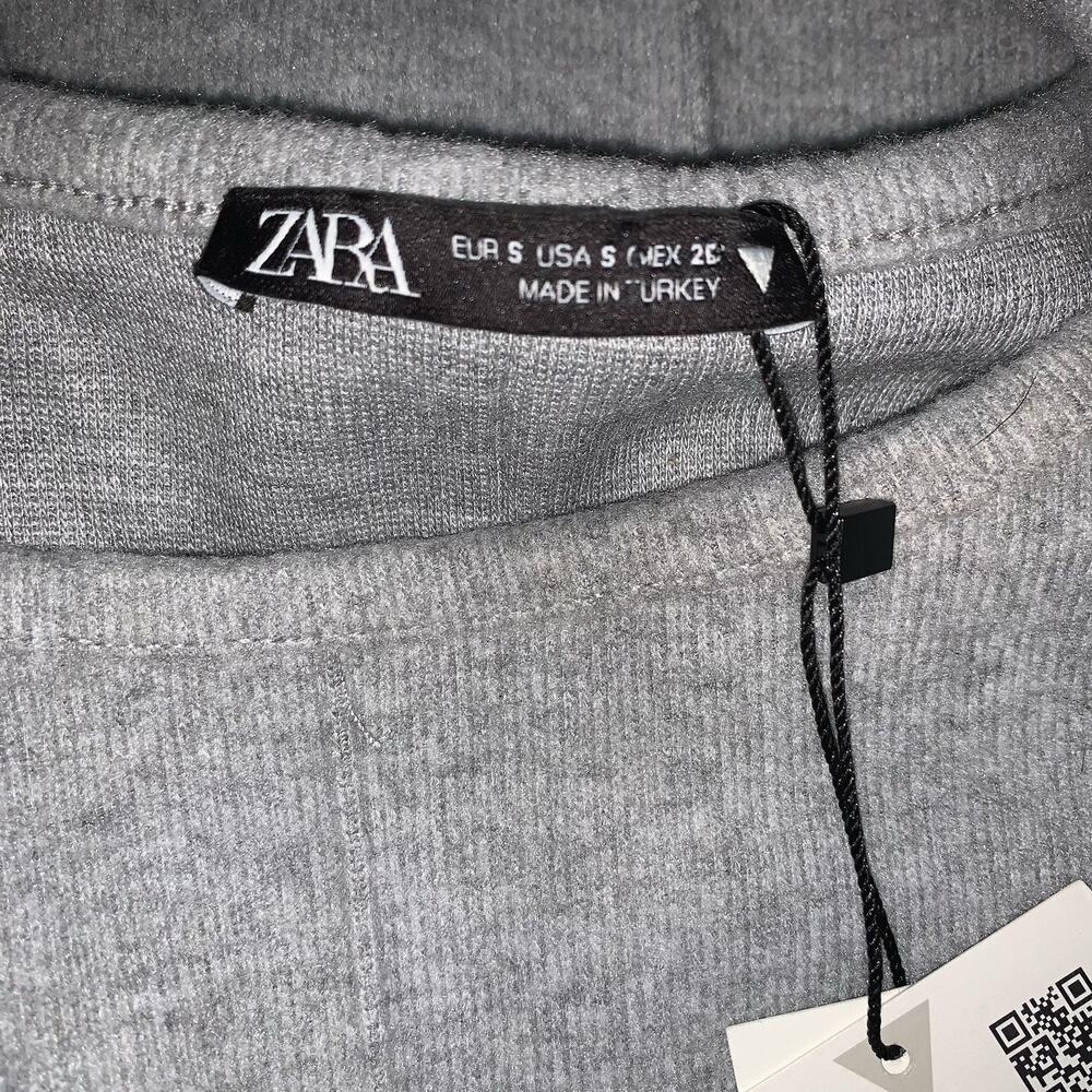 NWT ZARA Basics Grey Shirt Sleeve Mini Dress Extra Soft Size Small - Picture 8 of 8